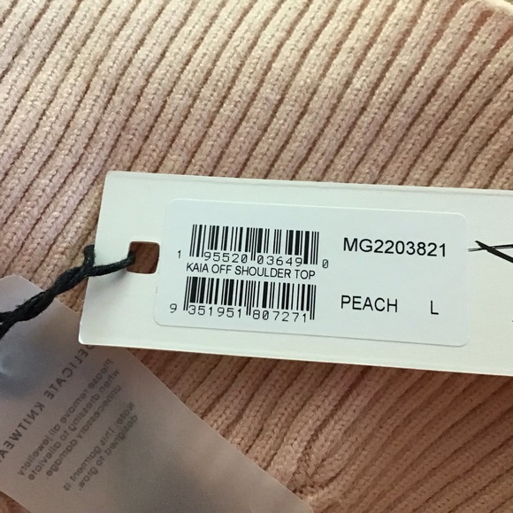 MINK PINK Off The Shoulder Long Flare Sleeve Kaia Sweater Size Large - Picture 6 of 7